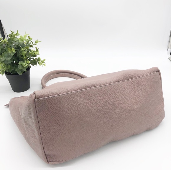 Mauve PINK Pebbled Leather Double Pocket Tote - Picture 8 of 15